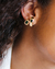 Brinco Ear Hook Pedra Octagonal Esmeralda Semijoia Ouro 18K