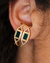 Brinco Ear Hook Cruzado Zircônia Esmeralda Semijoia Ouro 18K na internet