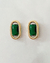 Brinco Oval Zircônia Octagonal Esmeralda Semijoia Ouro 18K na internet