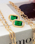 Brinco Oval Zircônia Octagonal Esmeralda Semijoia Ouro 18K - loja online