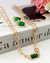 Colar Duplo Elos Pedra Zircônia Esmeralda Semijoia Ouro 18K na internet