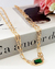 Colar Duplo Elos Pedra Zircônia Esmeralda Semijoia Ouro 18K - Bela Lure Joias