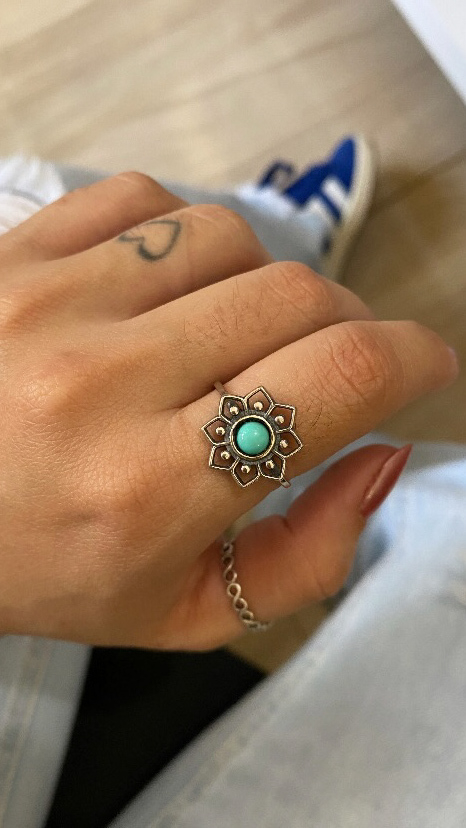 Anel flor turquesa