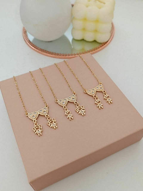 Corrente canga dois filhos - dourada