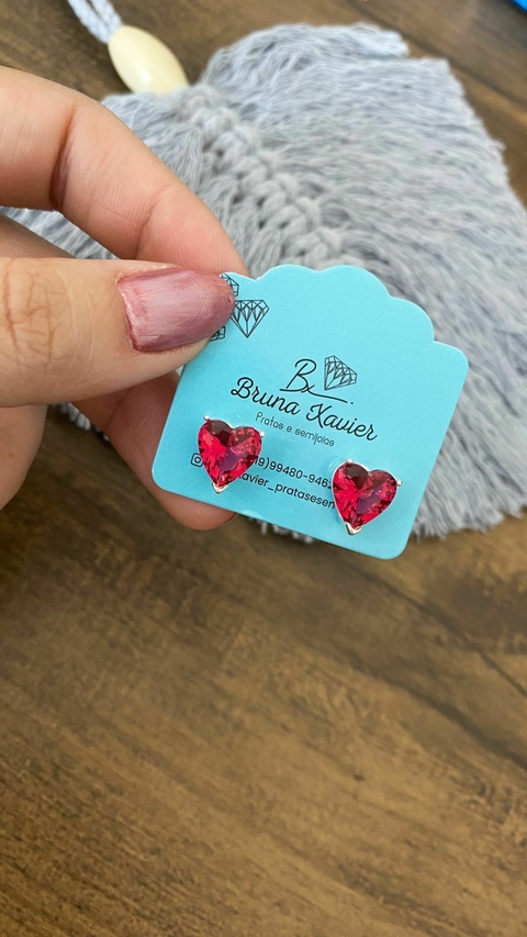 Brinco Coração rubi rose