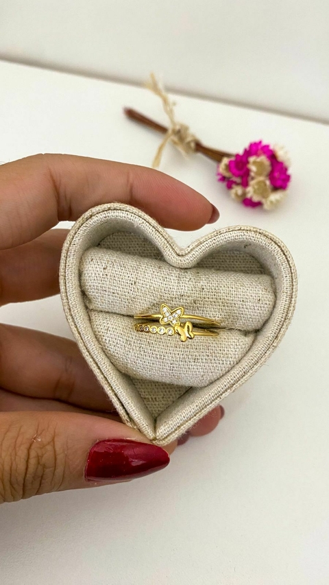 Anel borboleta ajustável - dourado