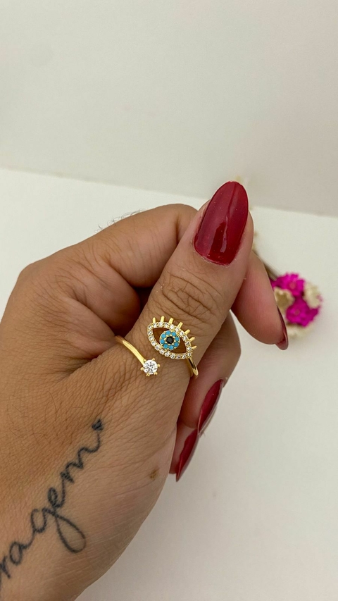 Anel olho grego Ajustável - dourado