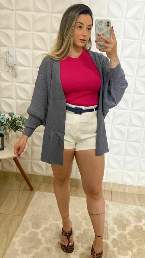 Cardigã trico modal - Cinza Escuro