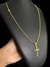 Cordão Cadeado 2mm + Pingente Cruz Banhado A Ouro 18k - PC JOIAS
