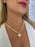 Cordão Pulseira Pingente 10mm Friso Dupla Face Banhado Ouro - PC JOIAS