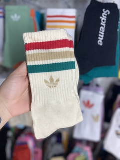 Media caña Adidas tricolor roja