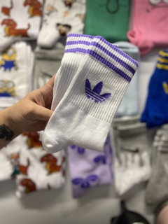 Media caña Adidas old blanca con lila - comprar online