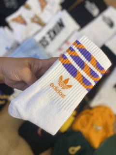 Media caña Adidas print naranja con violeta