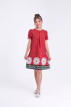 Alfaiataria - Vestido Vermelho Flores