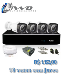 Kit 4 Câmeras Segurança Hd Digitais Infra Dvr 4 Canais P2p