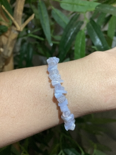 Pulseira Ágata Blue Lace (Calcedônia) Cascalho