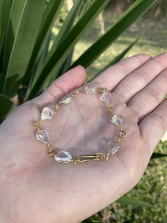 Kit Quartzo Cristal - Pulseira + Brincos - Pedras Energéticas