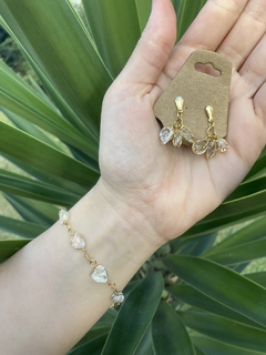 Kit Quartzo Cristal - Pulseira + Brincos