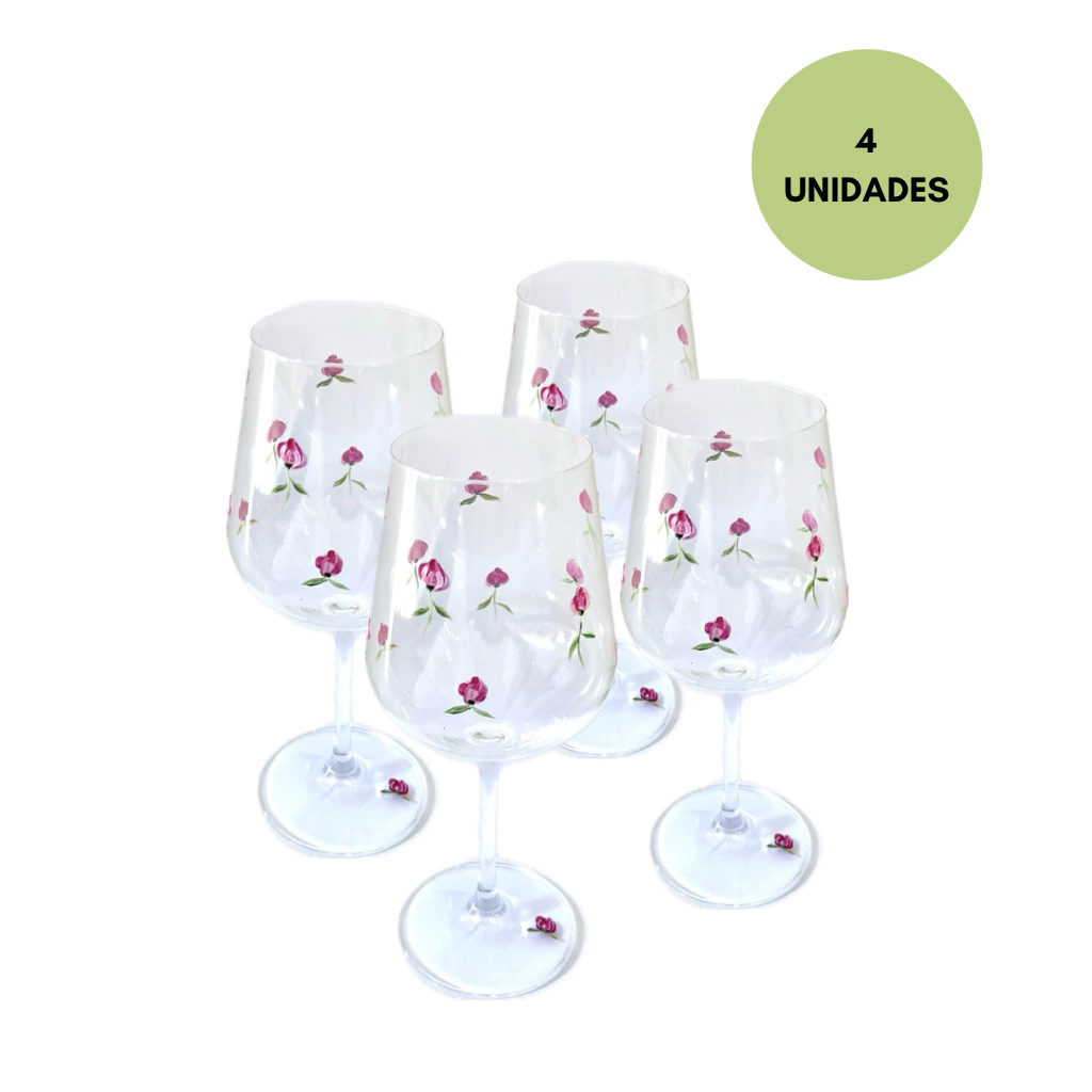Kit 4 Taças de Vinho e Água - Rosie