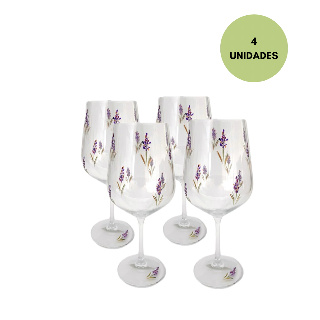 Kit 4 Taças de Vinho e Água - Lavanda