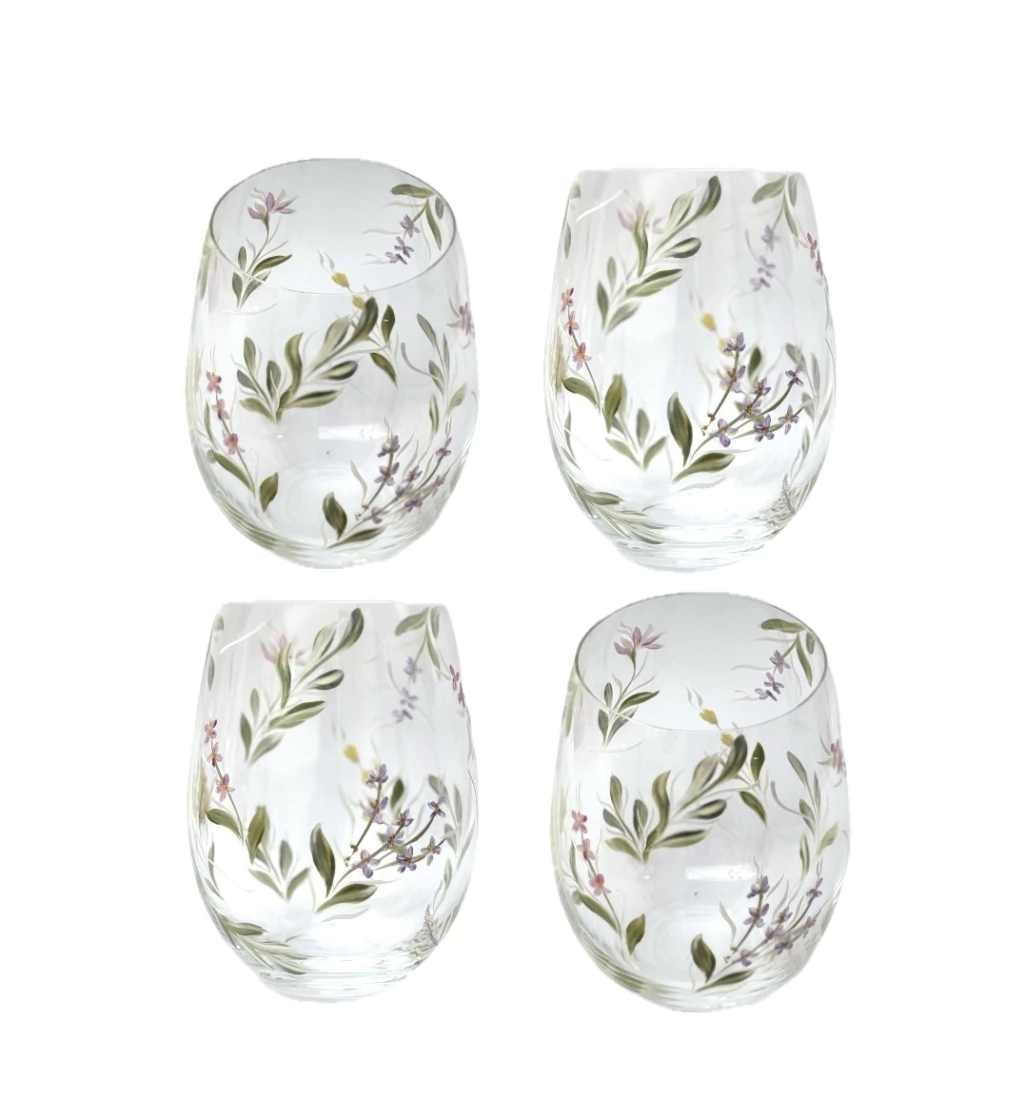 Jogo 4 Copos de Cristal Orquídea