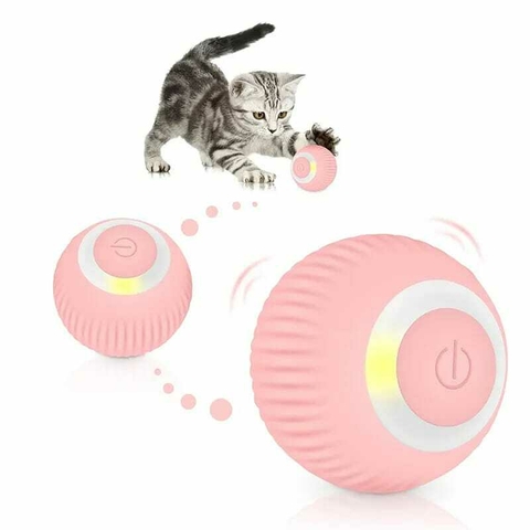 PELOTA ROSA GIRATORIA PARA GATOS (LUZ Y MOVIMIENTO)