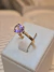 Anel Solitário em Ouro 18K com Pedra Ametista Natural - comprar online