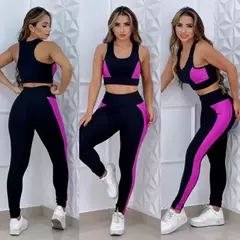 Conjunto Fitness Calça Legging Suplex Cós Alto + Top com Bojo MDG Fit® - MDG Fit ®
