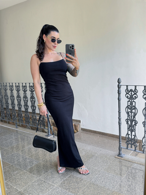 VESTIDO MIDI NATALIE PRETO