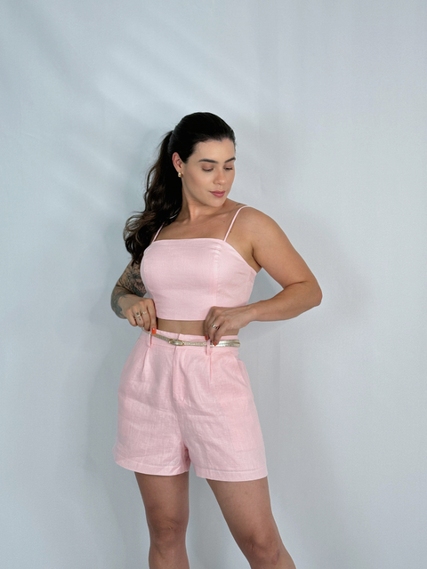 TOP FAIXA LINHO ROSA BIA
