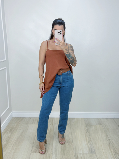 CALÇA MOM JEANS ESCURO MARINA - comprar online