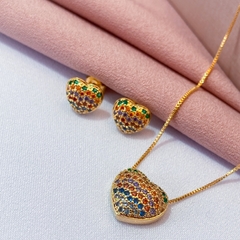 Conjunto Coração Cravejado Colors