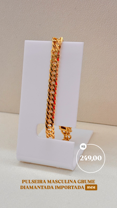 Pulseira Masculina Grume Importada 8mm - Via Gold Semijoias