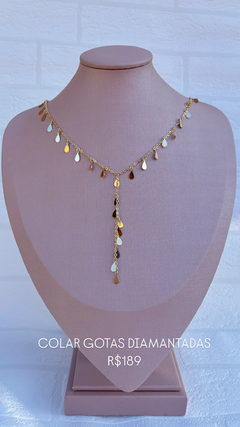 Colar Gravatinha Gotas Diamantadas - comprar online