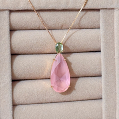 Colar pedra rosa e verde - comprar online