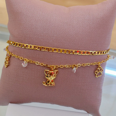 Pulseira Dupla Gatinho e Patinhas