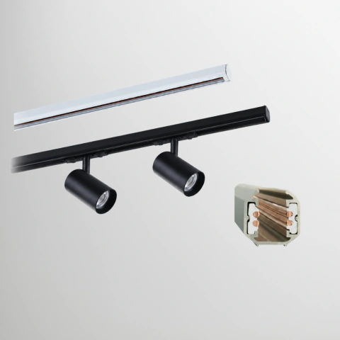 Riel de aluminio pintado para aplicar 2 efectos con conector