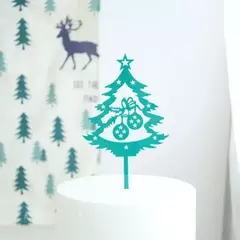 Imagen de Adorno para tarta de Feliz Navidad, acrílico, rojo, verde y dorado, decoración para tarta de árbol, regalos para niños, suministros para fiesta de postre de Navidad