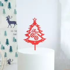 Adorno para tarta de Feliz Navidad, acrílico, rojo, verde y dorado, decoración para tarta de árbol, regalos para niños, suministros para fiesta de postre de Navidad - tienda en línea