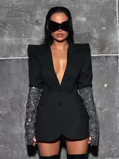 Blazer Sexy de manga larga con cuello en V