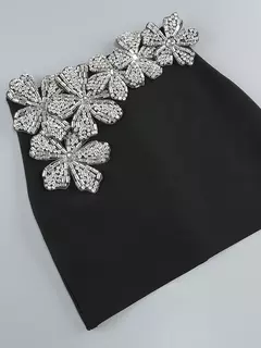 Conjuntos sexis de 2 piezas de vendaje de manga larga para mujer, Top de flores con diamantes brillantes y minifaldas ajustadas, trajes de fiesta de noche en internet