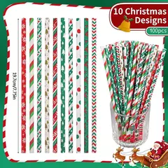 Imagen de Pajitas de papel mezcladas navideñas