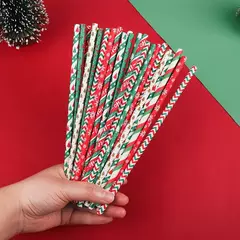 Pajitas de papel mezcladas navideñas - tienda en línea
