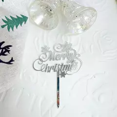 Imagen de Adorno para tarta de Feliz Navidad, acrílico, rojo, verde y dorado, decoración para tarta de árbol, regalos para niños, suministros para fiesta de postre de Navidad