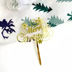 Adorno para tarta de Feliz Navidad, acrílico, rojo, verde y dorado, decoración para tarta de árbol, regalos para niños, suministros para fiesta de postre de Navidad - tienda en línea