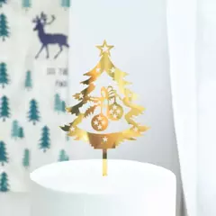 Adorno para tarta de Feliz Navidad, acrílico, rojo, verde y dorado, decoración para tarta de árbol, regalos para niños, suministros para fiesta de postre de Navidad - comprar en línea