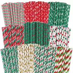 Pajitas de papel mezcladas navideñas