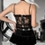 Goth cruz impressão laço bodycon colheita topos camis preto - comprar online