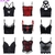 Goth cruz impressão laço bodycon colheita topos camis preto