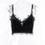 Goth cruz impressão laço bodycon colheita topos camis preto - loja online